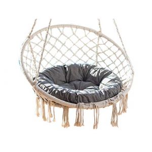 Coussin de jardin, coussin fauteuil cocon, coussin fauteuil suspendu, coussin balancelle &ndash; 65 x 65 cm &ndash; Gris (PillowPrim, neuf)