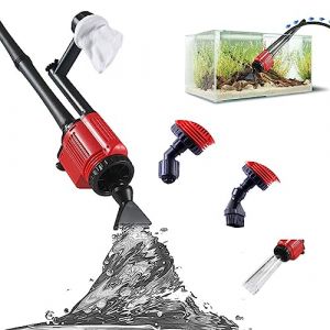 Aspirateur électrique pour Aquarium - Sable et Gravier - 6 en 1 - Siphon pour Changement d'eau - Nettoyage de la saleté + nettoyant pour Sable + Nettoyeur de débris de Poisson (Rouge) (Renyu, neuf)