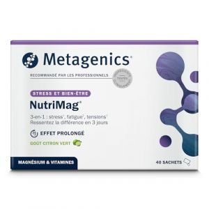 Metagenics NutriMag - Triple Action en poudre - Stress, Fatigue, Tensions - Magnésium, Vitamine D & B6, Folate - 40 sachets - 40 Jours (Metagenics EMEA, neuf)