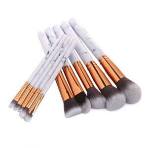 HAKIDZEL 10 pi&egrave;ces Set de Pinceaux Maquillage Professionnel Motif Marbre pour Fond de Teint Yeux et Visage Doux et L&eacute;ger Kit Cosm&eacute;tique Portable pour Usage Maison et Pro (YonLoo, neuf)