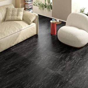 FunStick 30X60CM 15 Dalles PVC Adhesives Sol Marbre Noir Anthracite Carreaux Adhesif Noir Cuisine Chambre Décoration Revêtement de Sol en Vinyle Rétro Vintage Stickers Carrelage Sol Noir Intérieur (Livelynine Euro, neuf)