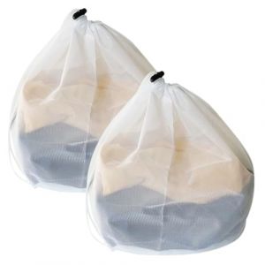 BOJIUSARL 2 Pièces Sac de Lavage en Maille Portable Avec Cordon de Serrage - Filet Fin Pour Machine à Laver, Vêtements, Literie, Nappes, Rideaux (Gudingdang, neuf)