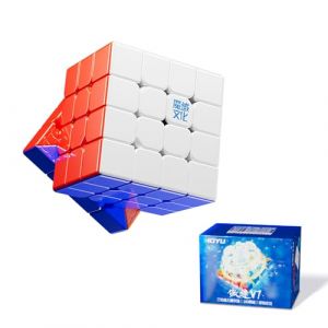 Moyu Aosu V7 4x4 Magnetic Stickerless UV Coated Speed Cube, 4 by 4 Flagship Edition Cube, 160 Magnets, Anti-Stick Design Adjustable Elasticity Magic Cube (Upgraded 3-Track Premium+Magic Cloth) (MoYu FR, neuf)