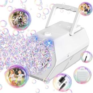 Machine à Bulles Portable De Mise à Niveau, Machine à Bulles Automatique 20000 + Bulles/Min avec Solution à Bulles/LumièRe, Machine à Bulles pour Enfants,Cadeau D'extéRieur pour Mariage/Fête (Panamalar EU Store, neuf)