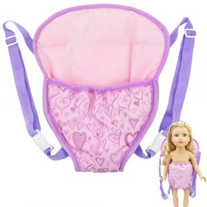 SQAQS Porte bébé Poupée, Sac à Dos Porte-Bébé, Porte-Bébé pour Poupée Porte-Bébé, Baby Doll Carrier Porte Poupée Avant, Porte-poupée en Coton Doux, Convient aux de 18 Pouces (Purple Peach Heart) (SQAQS, neuf)