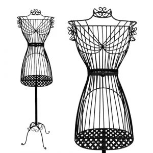 PrimoLiving Mannequin de Tailleur en M&eacute;tal GRACIA en Noir - Avec Compartiment et Espace de Rangement Buste de Mannequin D&eacute;coratif Look Vintage Buste F&eacute;minin Support &agrave; V&ecirc;tements P-14202 (PrimoBid GmbH, Preise inkl. MwSt., neuf)