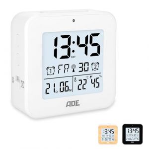 ADE Horloge num&eacute;rique a Piles | reveil Radio pilot&eacute; avec 2 Heures de r&eacute;veil | Affichage de la temp&eacute;rature e humidit&eacute; | r&eacute;veil de Voyage | Fonction Snooze | Blanc (GRENDS GmbH &ndash; Great Brands & Trends, neuf)