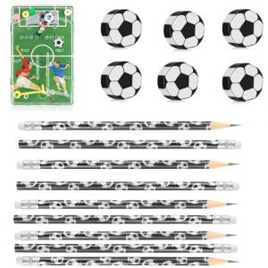 Ylinwtech 12 Pièces Crayons de Football,12 PiècesGommes Crayon Foot,Crayon Fantaisie,Football Anniversaire Garcon de Fête de Football Petites Gommes Amusantes pour Enfants,Etudiants (lyongqiang, neuf)