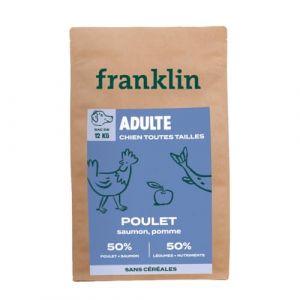 Franklin – Nourriture pour Chien Stérilisé – Gamme Balance – avec 50% de Poulet et de Saumon – Croquettes sans céréales – Taille 13 mm – 12 kg (Franklin Pet Food, neuf)