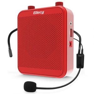 Giecy Amplificateur de Voix Portable 30W 2800mah Batterie Rechargeable de Grande capacité avec Microphone Amplificateur Vocal Bluetooth pour Salle de Classe, réunions et extérieur (Rouge) (Neddy's shop, neuf)