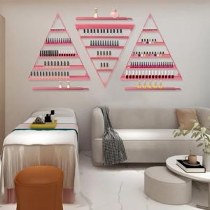 Présentoir de vernis à ongles monté, présentoir mural en métal à 5 ​​niveaux for vernis à ongles, étagères murales flottantes triangulaires simples, for salons de manucure, magasins de salons, maisons (YIPINYI EU STORE, neuf)