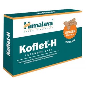 Himalaya - KOFLET - Koflet-H | Pastilles &agrave; sucer pour apaiser la gorge avec miel et extraits naturels - 12 pastilles - Saveur gingembre (ale.eko, neuf)