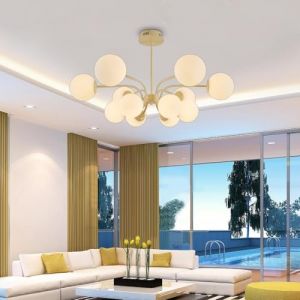 LYSDjia Spoutnik Lampe suspendue &agrave; 12 lumi&egrave;res en m&eacute;tal du milieu du si&egrave;cle pour salle &agrave; manger cuisine &icirc;lot lustre moderne en forme de globe luminaire suspendu pour salon entr&eacute;e hall d'entr&eacute;e Suspens (LYSDjia-FR, neuf)