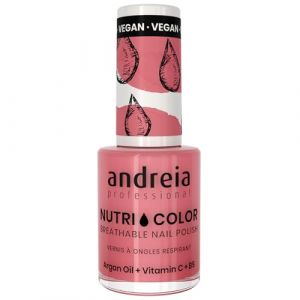 Vernis &agrave; Ongles NutriColor, Finition Brillante, Tenue Longue Dur&eacute;e, Respirant, Couleur NC13 Rose d'Andreia 10.5ml - Nail Art DIY, Vegan et Non Test&eacute; sur les Animaux, Soin + Couleur en une &Eacute;tape (MinitBuy, neuf)