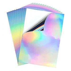 Lot de 10 feuilles de papier autocollant holographique A4 imprimable en vinyle S&eacute;chage rapide Imperm&eacute;able vinyle arc-en-ciel papier pour imprimante &agrave; jet d'encre et laser (Cobown, neuf)