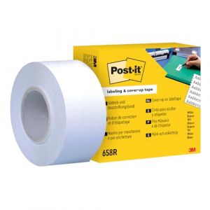 Post-it Ruban Adh&eacute;sif de Correction et d&rsquo;&Eacute;tiquetage, 1 rouleau ( 25,4 mm x 17,7 m) Blanc - Repositionnable et Inscriptible (Micro Passion 76, neuf)