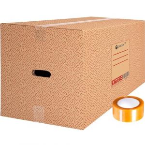 packer PRO Lot de 10 Bo&icirc;tes en Carton pour D&eacute;m&eacute;nagement et Rangement avec Poign&eacute;es et Ruban Adh&eacute;sif, Carton Ultra R&eacute;sistant, 600 x 400 x 400 mm (✅ SALES GLOBAL ✅, neuf)