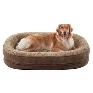 Panier Chien Grande Taille XXL Orthopedique, Memoire de Forme Lit pour Chien, Canapé Chiens Dehoussable Lavable, Lit Ovale Imperméable, Brun (Topets-EU, neuf)