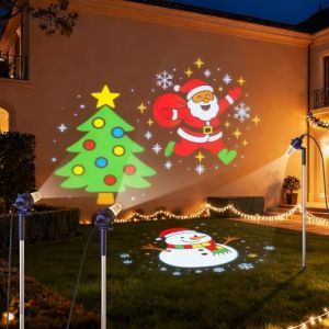 Ciskotu Projecteur de No&euml;l ext&eacute;rieur, bonhomme de neige, P&egrave;re No&euml;l, projecteur de sapin de No&euml;l, &eacute;tanche, &eacute;clairage ext&eacute;rieur pour jardin, fen&ecirc;tre, mur, cour, f&ecirc;te, d&eacute;coration de No&euml;l (WaterFirst EU, neuf)