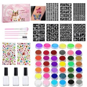 Palette de peinture pour le visage activ&eacute;e par l'eau | Pinceaux pour maquillage du visage - Pochoirs pour c&eacute;l&eacute;brations, cosplay, Halloween, f&ecirc;tes, No&euml;l, spectacles sur sc&egrave;ne, f&ecirc;te des (hopjlq, neuf)