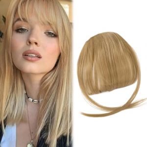 Frange &agrave; clipser pour femmes 9,8" Frange &agrave; clipser naturelle Frange &agrave; air en lin avec filet invisible Respirant Boucl&eacute; Coupable Lavable Fausse frange Pince &agrave; cheveux pour frange Fausse frange Pince &agrave; (SANGDINZasd, neuf)
