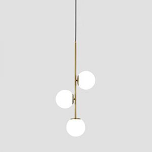 MZStech Suspension à 3 lumières Globe en verre blanc, Verre Blanc & Matel Doré Lampe suspendue Lustre Plafonnier (3 voies) (MZSTech, neuf)