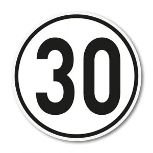 iSecur Autocollant de vitesse 30 km/h I Taille Ø 10 cm I Résistant aux intempéries et au lavage automobile I Autocollant de vitesse pour véhicules I kfz537 (easydruck24, neuf)