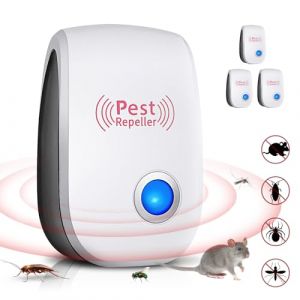 Répulsif Ultrason Anti Moustique, Appareil Ultrason Souris, Souris Répulsif Intérieur pour Rongeurs, Moustiques, Souris, Fourmis, Mouches, Araignées, Professionnel et Efficace (4 Pack) (Zhire-EU, neuf)