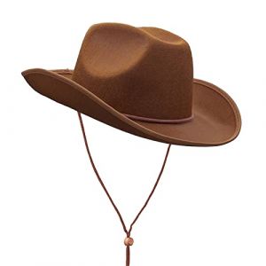 SRTUMEY Chapeau de Cowboy pour Homme et Femme - Costume de fête - Léger - Chapeau de Soleil Vintage à Large Bord - Chapeau de Cowboy Durable - Chapeau de Cowgirl réglable (&crystal&, neuf)