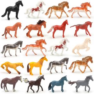 DOITEM Lot de 20 petites figurines de cheval, 5 &agrave; 9 cm, en plastique, poney, pour anniversaire, cupcake, cheval, d&eacute;coration de g&acirc;teau pour enfants et tout-petits (MicButty, neuf)
