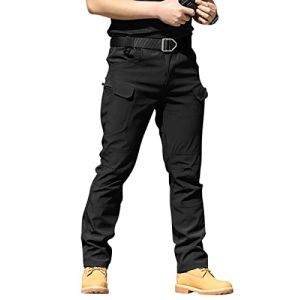Onsoyours Pantalon Cargo Homme Multipoches Zippé Combat de Travail Imperméable Militaire Tactique pour Casual Activités en Plein Air A Noir XS (Dear Shall Good Inc., neuf)