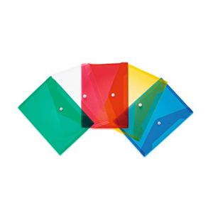 HERMA 20050 Lot de 5 pochettes en polypropyl&egrave;ne transparent avec bouton-pression pour l'&eacute;cole, l'universit&eacute;, le bureau, format A5 (25 x 18 cm) (home service 4 you, neuf)