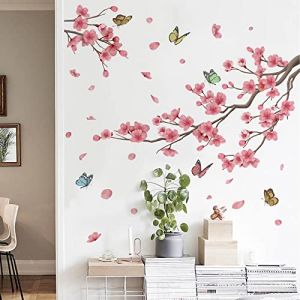 Runtoo Stickers Muraux Fleur de Cerisier Autocollant Mural Arbre Branche de Fleurs Rose Deco Stickers Salon Chambre Enfants Bébé Décoration (Decalplanet-EU, neuf)