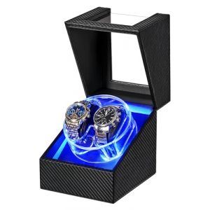 ANWBROAD Remontoir Pour Montres Automatiques, 4 Modes Boîte Double Remontoir Automatique Avec Design en Cristal LED, Boîtier Rotatif Avec Moteur Ultra Silencieux et Adaptateur Type-C JWW007C (ANWBROAD, neuf)