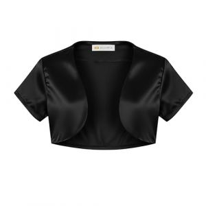 Bolerose Les Filles Satin Manches Courtes Bol&eacute;ro Enfants Enfants Bol&eacute;ro en Maille (Noir, 5-6 Ans) (Sapphire Stitch, neuf)