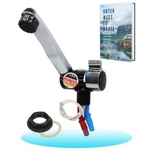 Comet Robinet de camping 12V London pour caravane - Avec 2 raccords (chaud et froid), noir/chrome, robinet compact avec pompe, id&eacute;al pour lavabo (DK-TRADE, neuf)