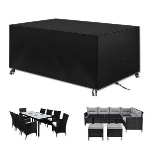 Housse Salon de Jardin Exterieur, 420D Oxford Tissu Imperm&eacute;able B&acirc;che de Meubles d'ext&eacute;rieur, Housse de Table Jardin Rectangulaire, Housse de Protection pour Mobilier Anti-UV, Noir (110x80x90cm) (HANRONG, neuf)