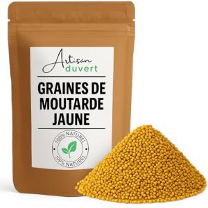 Graines de Moutarde Jaune – Moutarde Douce Entière 100% Naturelle – Pour Pickles, Vinaigres Aromatisés et Moutarde Maison – L’Artisan du Vert (500g) (L'Artisan du Vert, neuf)