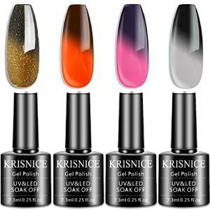 KRISNICE Vernis Semi Permanent Change de Couleur Vernis &agrave; Ongles Gel Temperature Rose Blanc Noir Brun Cam&eacute;l&eacute;on Mood Shellac Cadeau UV LED Art Kit(KWB006) (KRISNICE UK, neuf)