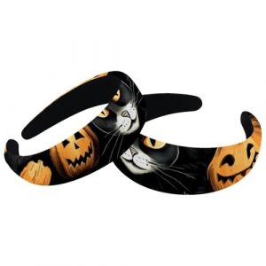RODAILYCAY Lot de 2 bandeaux antidérapants pour femme - Pour Halloween - Chat noir - Citrouille - Pour le maquillage - Pour la douche (ocenuttldat, neuf)