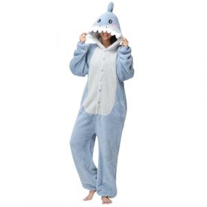 Luojida Combinaison Pyjama Femme Homme Pyjamas Onesies Cosplay Costume Kigurumi Deguisement Halloween Adulte Pyjama Pilou Pilou Chaud et Doux &agrave; Poches pour Carnaval Halloween Noel Jour de l'An (Luojida, neuf)