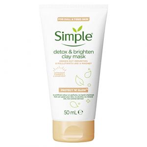 Simple Protect 'N' Glow Masque à l'argile détox et éclaircissant pour peau éclatante 50 ml (Flaviangel, neuf)