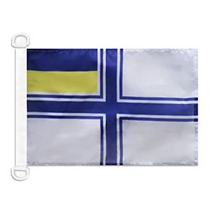 AZ FLAG - Drapeau Pavillon de guerre Ukraine - 45x30 cm - Pavillon Nautique Militaire Ukrainien Spécial Bateau Et Extérieur En Maille Bloquée Avec Anneaux Plastiques Intégrés - 30g (AZ-FLAG, neuf)
