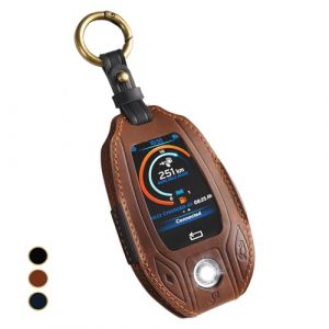 OFF WE GO Etui Cles en Cuir Coque Cl&eacute; pour Display LCD BMW 5er 6er 7er 8er G01 G02 G05 G07 X3 X4 X5 X7 730li 740li 750li 760li Protecteur Cl&eacute; Voiture avec Porte-cl&eacute;s Couverture Cl&eacute; Accessoire,Marron (OFF WE GO, neuf)