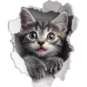 Lot de 4 autocollants en vinyle imperméable non transparent pour toilettes, étuis de téléphone de voiture, tasses et plus encore, motif chaton gris, 1 à 20 cm de haut et 3 à 7 cm de haut (LaoGraphics, neuf)