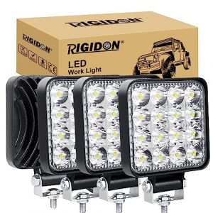 RIGIDON 4 Pcs Carré phare de travail led, 3.3 pouces mini 48W 12V 24V lampe, projecteurs lumière feux pour offroad Voiture camions SUV 4x4 tracteur, feu antibrouillard (Sanyue-EU, neuf)