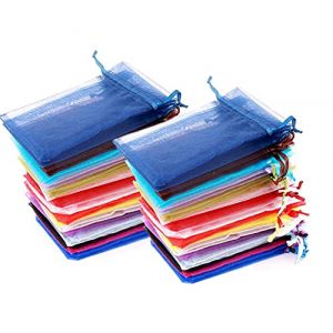 Intckwan 100 Pcs Sachet Organza 10x15cm, Pochette Cadeau, Pochette Bijoux, Sachet Bonbon, Sachet Lavande, Petit Sachet Transparent Parfait Pour Mariages, Festival, No&euml;l, Anniversaires. (Multicolore) (wintek global store, neuf)
