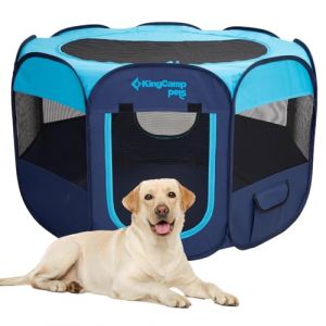 KingCamp Enclos Pliable pour Chien Chat Lapins Chaton Parc Chien Enclos Parc Chiot Respirant en Oxford Résistant à l'eau Niche Cage Portable Animaux pour Interieur Extérieur avec Sac de Transport (KingCamp EU, neuf)