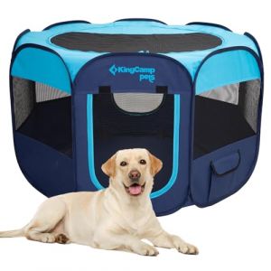 KingCamp Enclos Pliable pour Chien Chat Lapins Chaton Parc Chien Enclos Parc Chiot Respirant en Oxford Résistant à l'eau Niche Cage Portable Animaux pour Interieur Extérieur avec Sac de Transport (FamilyCamping EU, neuf)