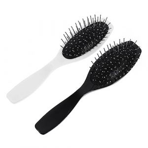 GANAZONO Lot De 2 Brosses &agrave; Palette D&eacute;m&ecirc;lantes 1 Taille Brosse Massante Doux Pour Cuir Chevelu Femmes Et Hommes Usage Quotidien Salon Cheveux Secs Et Mouill&eacute;s Noir Et Blanc (JUNEE, neuf)